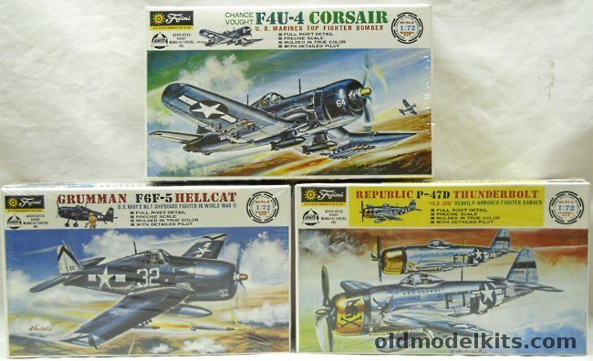 Fujimi 1/72 FC-9-50 F4U-4 Corsair / FC-10-50 P-47D Thunderbolt / FC-12-50 Grumman F6F Hellcat plastic model kit